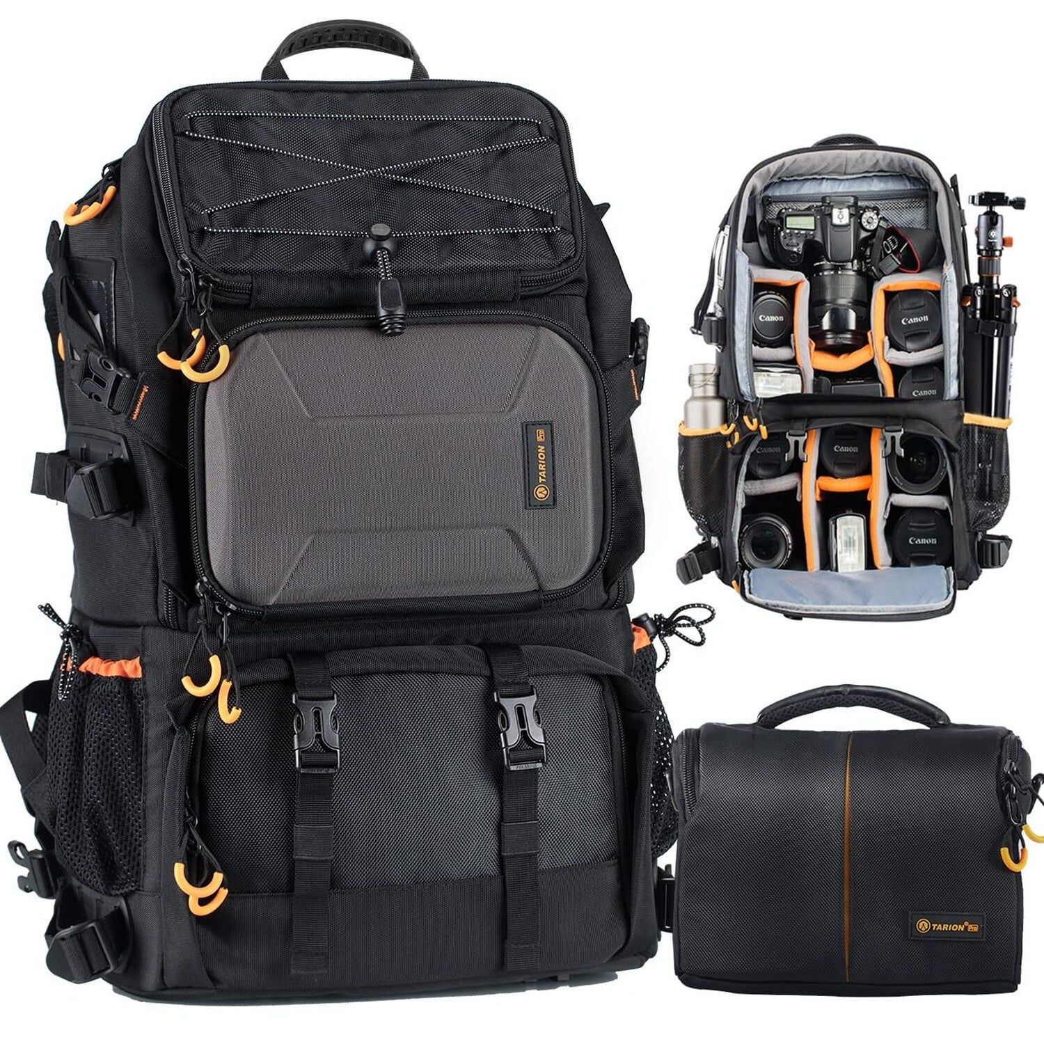 TARION Pro 2 Bags in 1 Camera Backpack Large with 15.6" Laptop Compartment Wa...