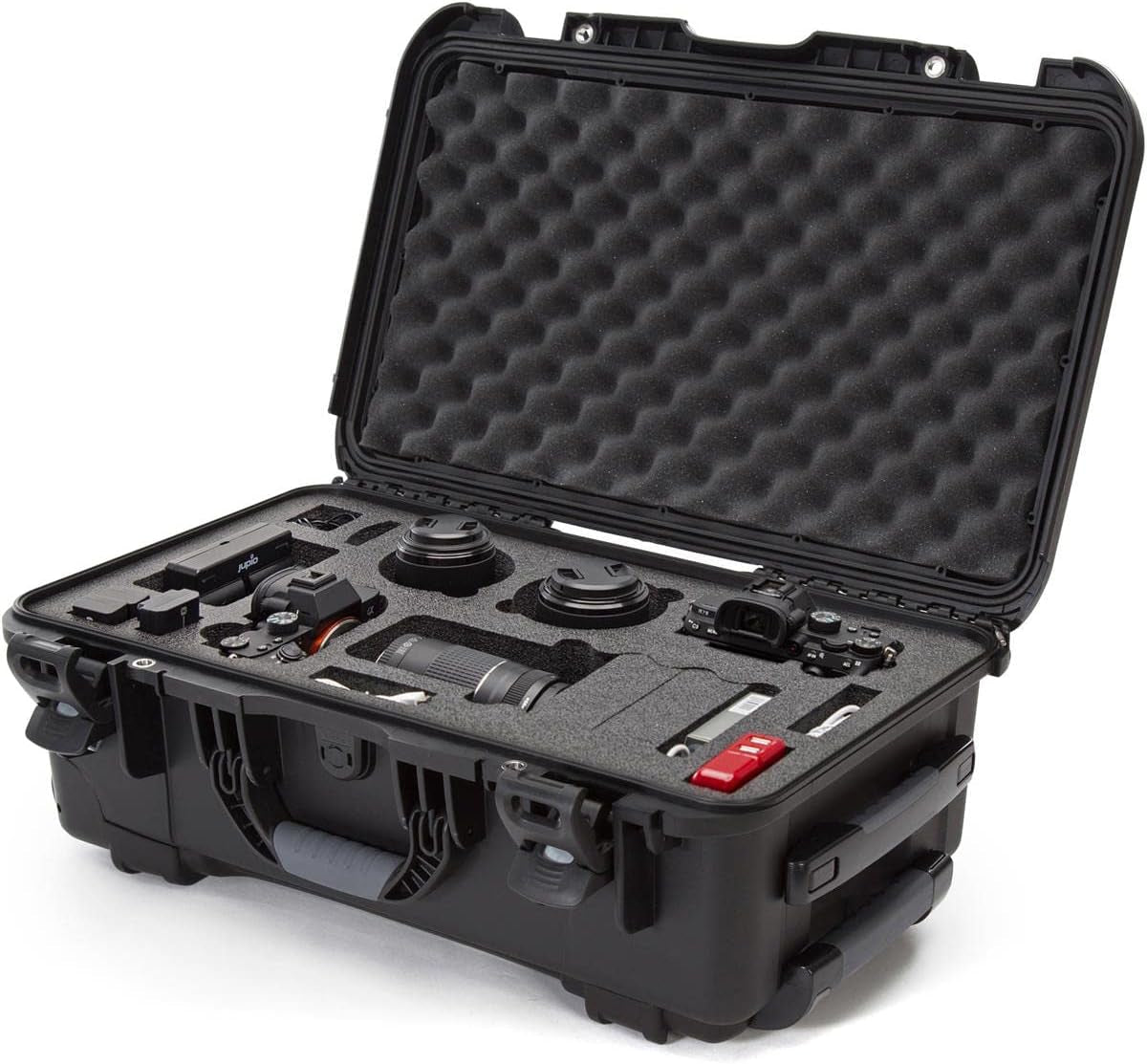 Media Series 935 Wheeled Lightweight NK-7 Resin Waterproof Hard Case with Foam Insert for Canon and Nikon DSLR Cameras, Black