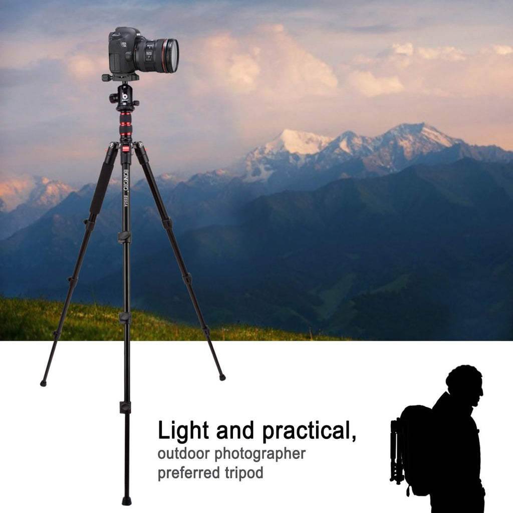 B690A Camera Tripod for Travel,Lightweight Aluminum Portable DSLR Tripod with 360 Degree Ball Head and Carry Bag, Camera Stand for Ring Light & Canon Nikon Sony DSLR
