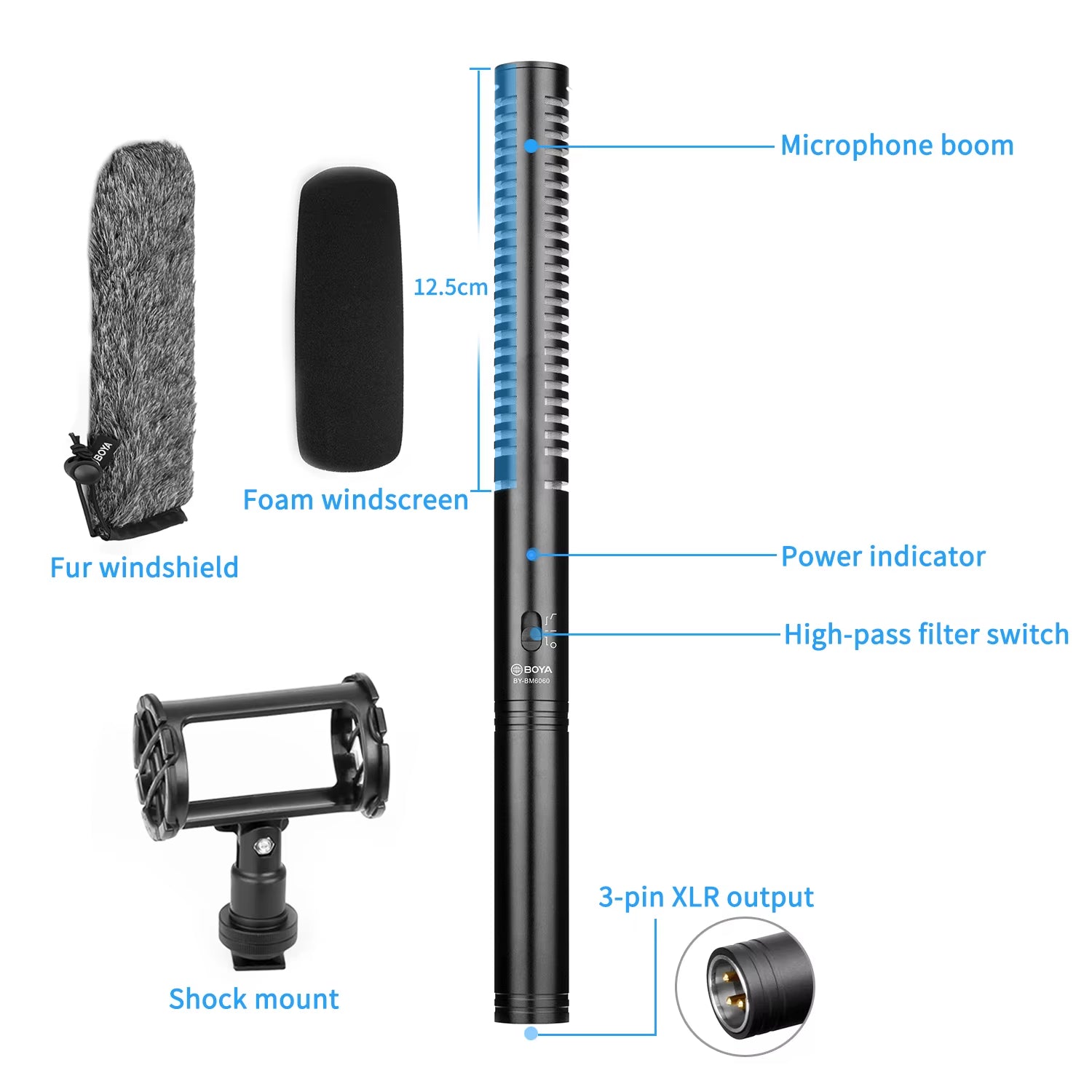 BY-BM6060 Professional Shotgun Microphone Super-Cardioid Condenser Mic for Filming Canon Nikon Sony Video DSLR Camcorder