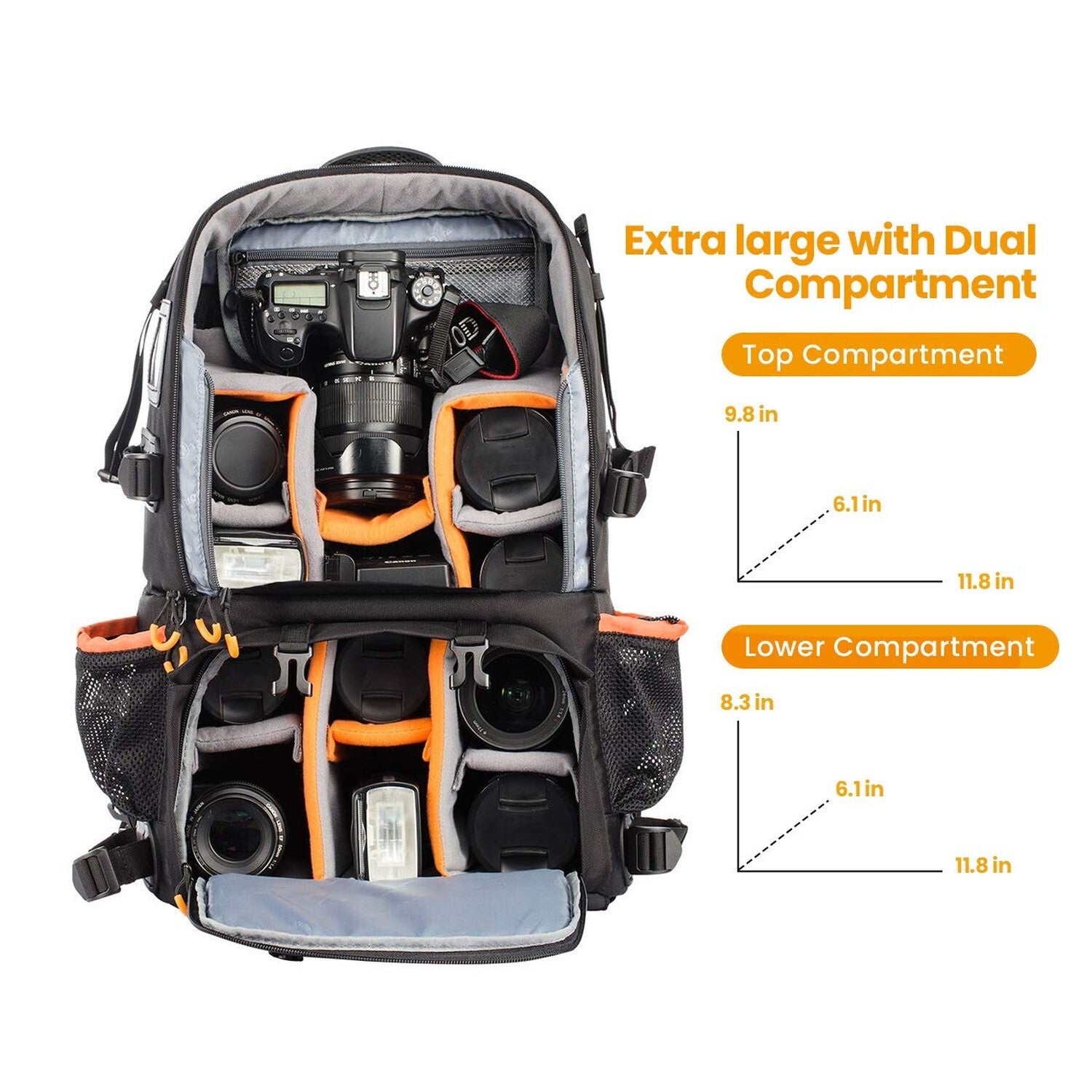TARION Pro 2 Bags in 1 Camera Backpack Large with 15.6" Laptop Compartment Wa...