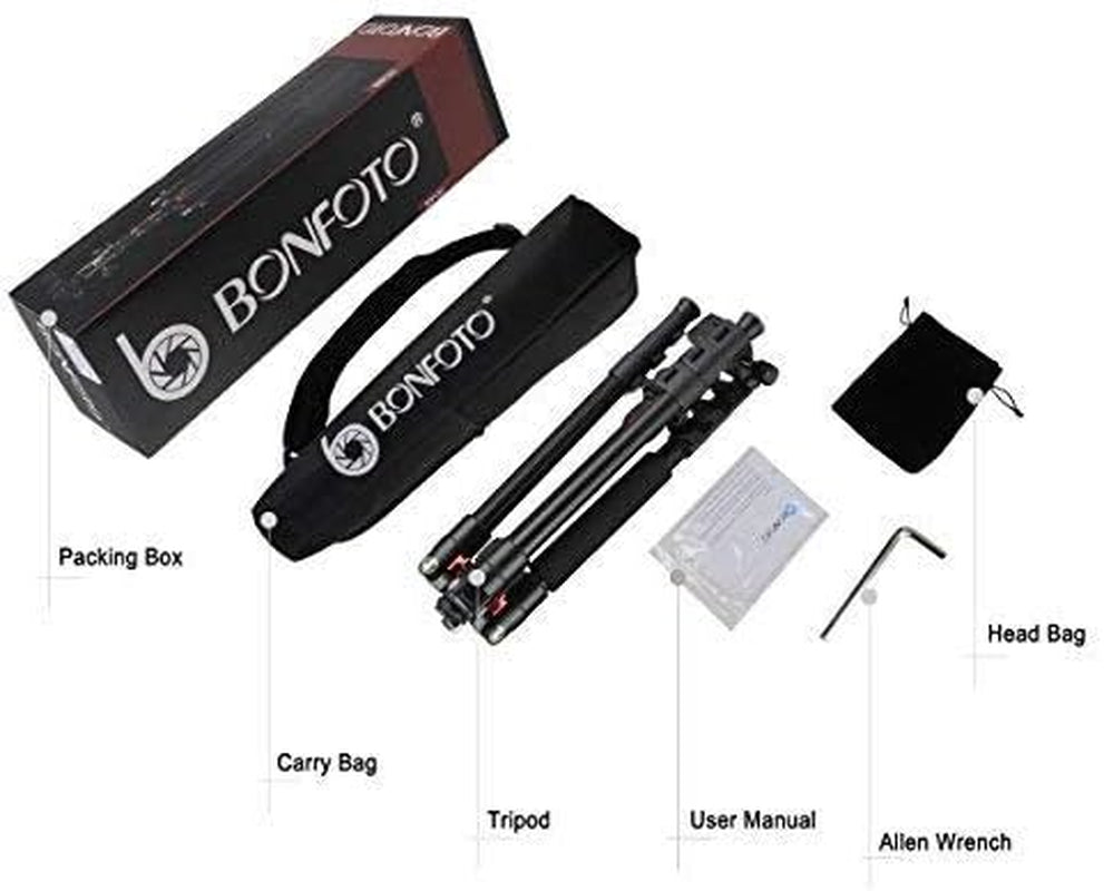 B690A Camera Tripod for Travel,Lightweight Aluminum Portable DSLR Tripod with 360 Degree Ball Head and Carry Bag, Camera Stand for Ring Light & Canon Nikon Sony DSLR