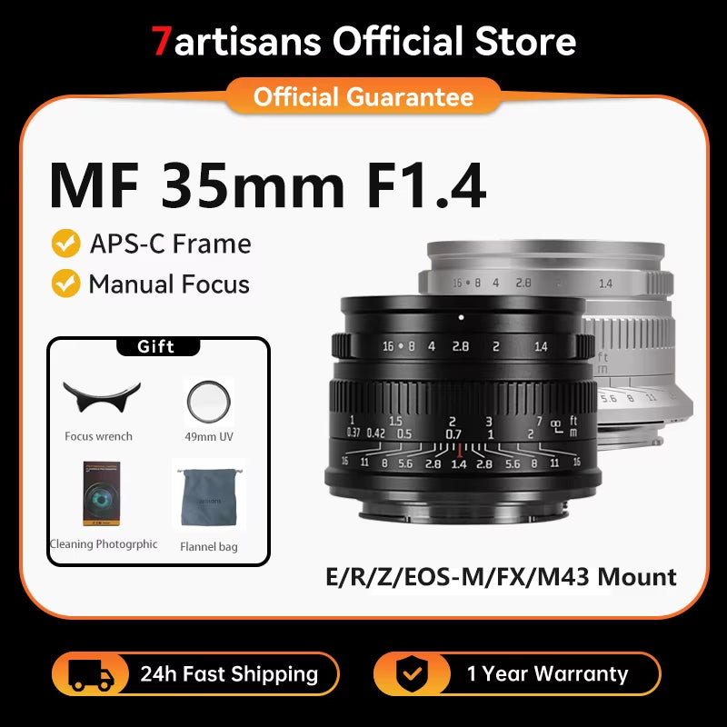 35Mm F1.4 Mark II APS-C Prime Lens for Sony E ZVE10 A6000 FX30 Fujifilm FX X-H2 Micro 4/3 Epm1 Nikon ZFC Canon RF RP