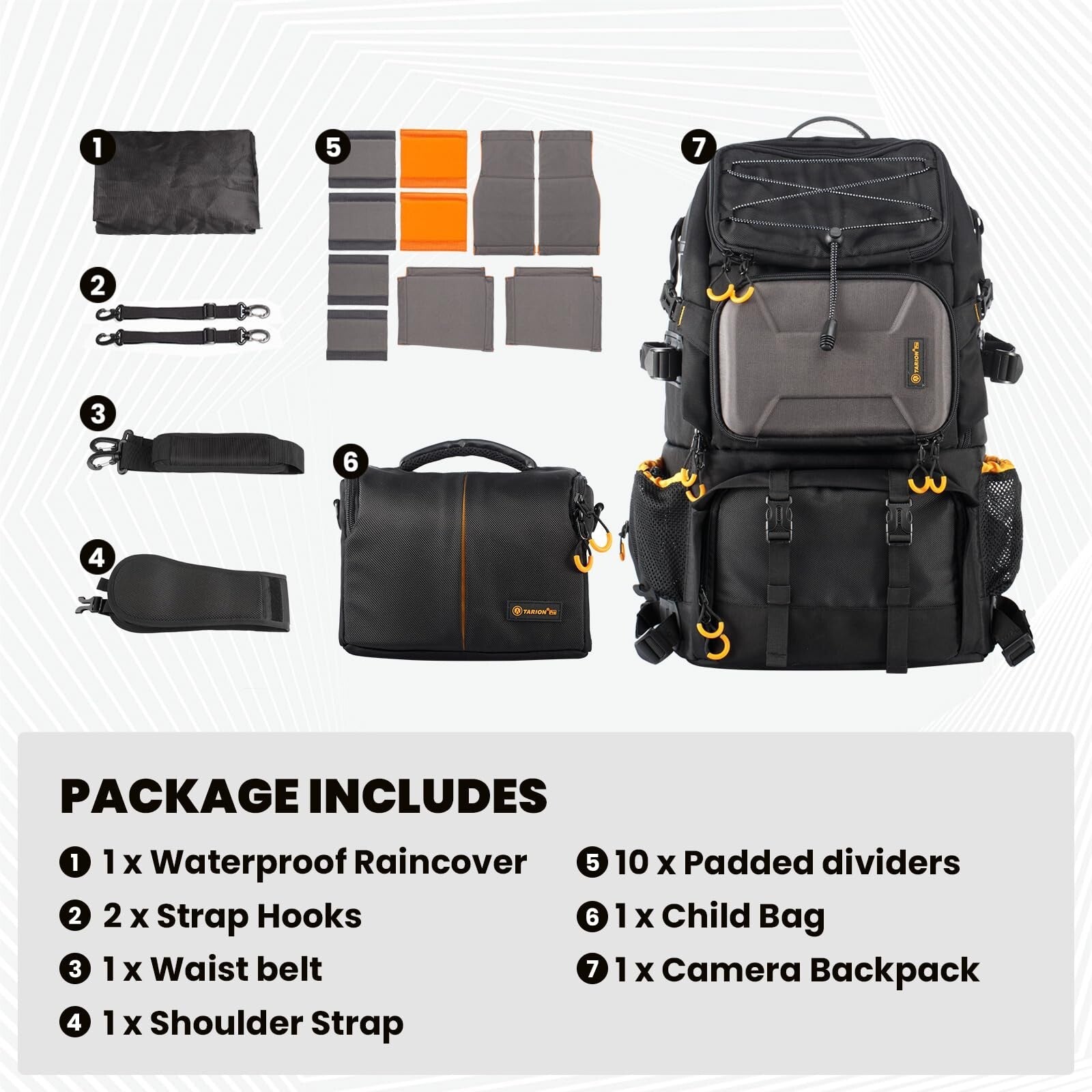 TARION Pro 2 Bags in 1 Camera Backpack Large with 15.6" Laptop Compartment Wa...