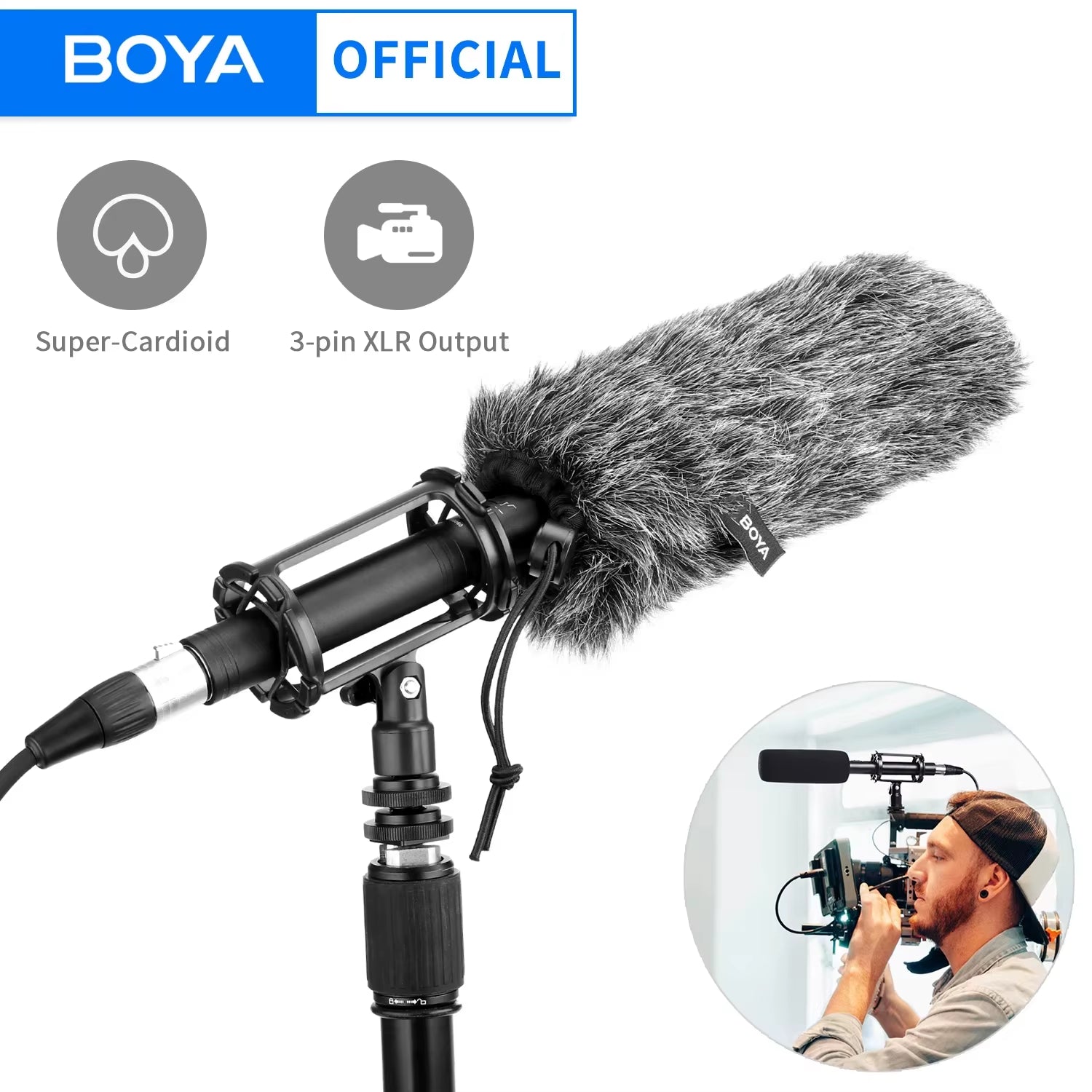 BY-BM6060 Professional Shotgun Microphone Super-Cardioid Condenser Mic for Filming Canon Nikon Sony Video DSLR Camcorder