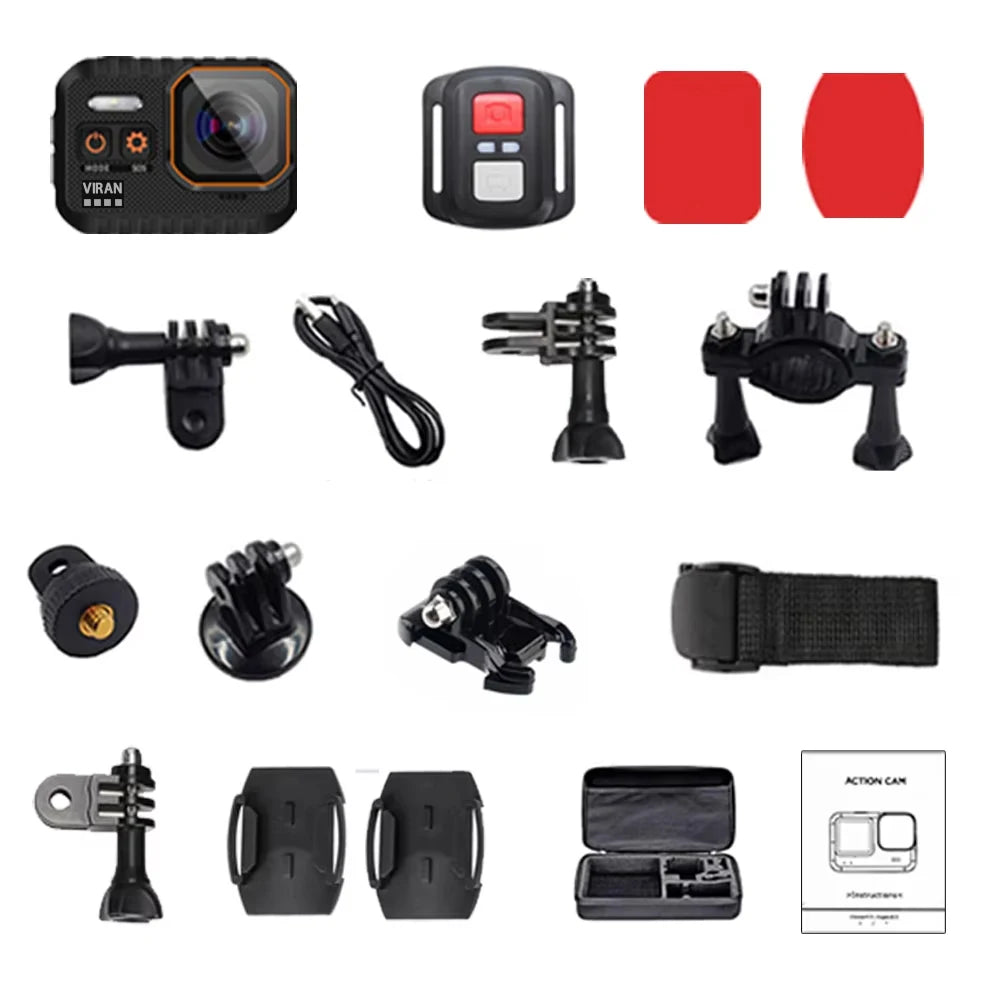 Action Camera 4K60FPS with Remote Control Screen Waterproof Sport Camera Drive Recorder Sports Camera Helmet Action Cam