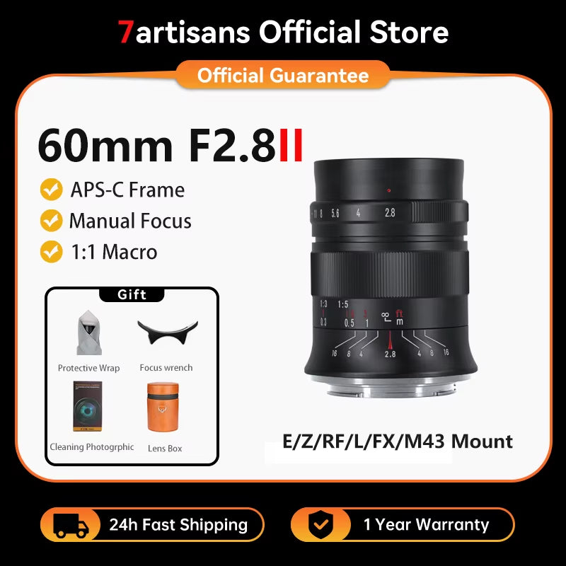 60Mm F2.8 Mark II APS-C Macro Lens for Sony E ZVE10 Nikon Z Z6II Fuji XF Canon RF R6 Micro 4/3 GH1/GH2 Leica T TL SL