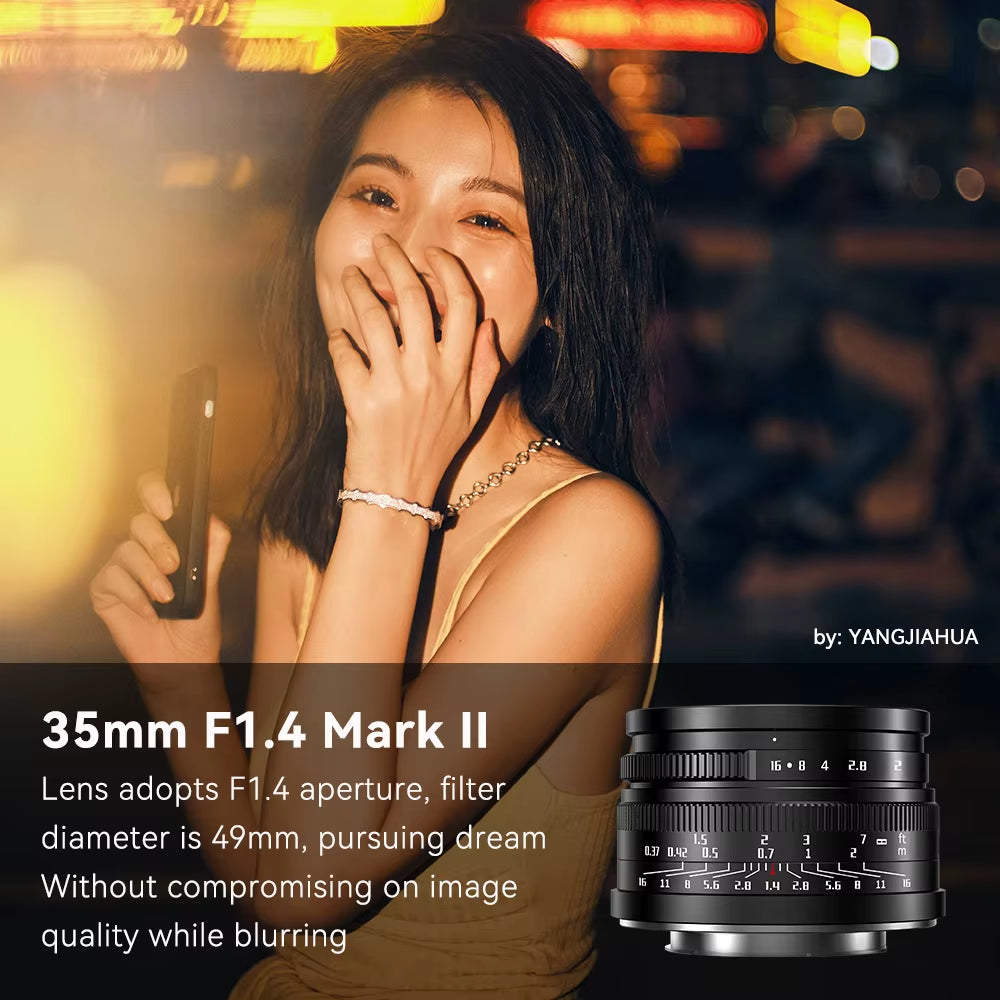 35Mm F1.4 Mark II APS-C Prime Lens for Sony E ZVE10 A6000 FX30 Fujifilm FX X-H2 Micro 4/3 Epm1 Nikon ZFC Canon RF RP