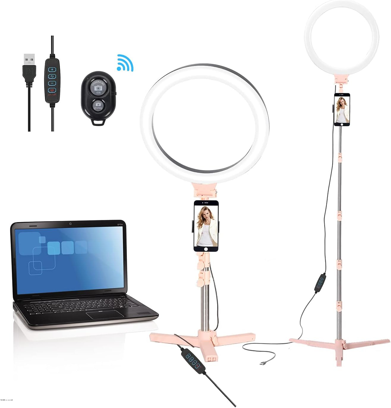 12" Selfie Ring Light Adjustable Tripod Stand 44" & Phone Holder for Live Stream/Makeup, Upgraded Dimmable LED Ringlight for Tiktok/Youtube/Zoom/Photography, Compatible with Iphone & Android