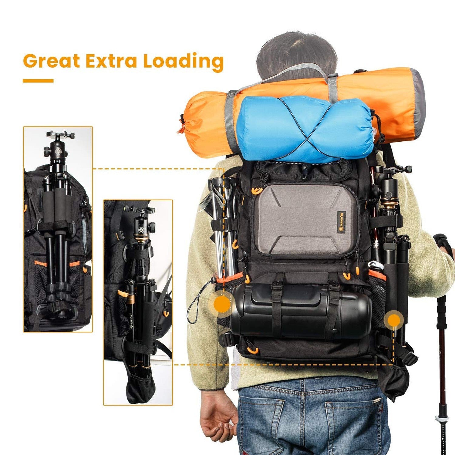 TARION Pro 2 Bags in 1 Camera Backpack Large with 15.6" Laptop Compartment Wa...