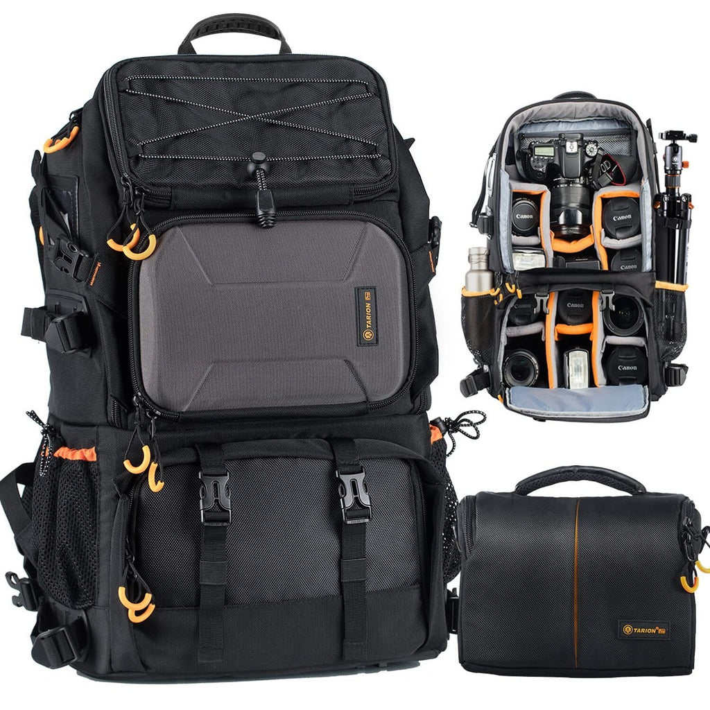 TARION Pro 2 Bags in 1 Camera Backpack Large with 15.6" Laptop Compartment Wa...