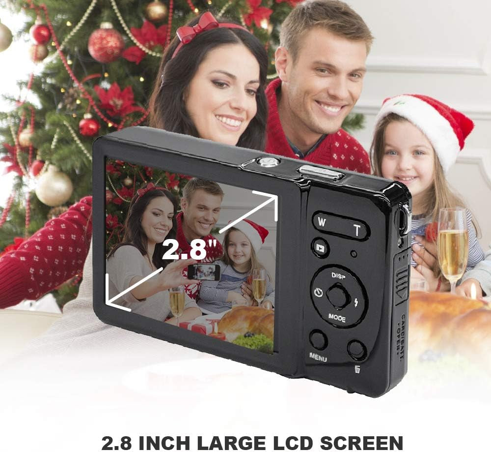 2.8 Inch LCD Rechargeable Mini Digital Camera,  1080P Video Camera Digital Students Cameras 20MP Compact Camera Travel,Holiday,Birthday Present for Kids/Beginners/Teens/Seniors (Black)