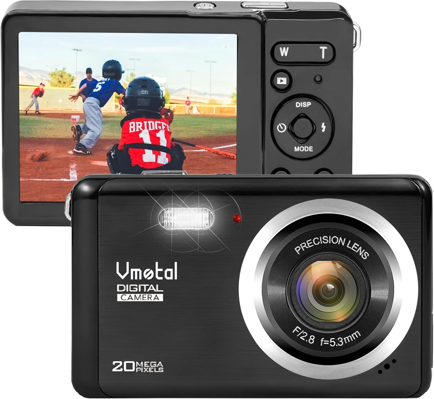 2.8 Inch LCD Rechargeable Mini Digital Camera,  1080P Video Camera Digital Students Cameras 20MP Compact Camera Travel,Holiday,Birthday Present for Kids/Beginners/Teens/Seniors (Black)