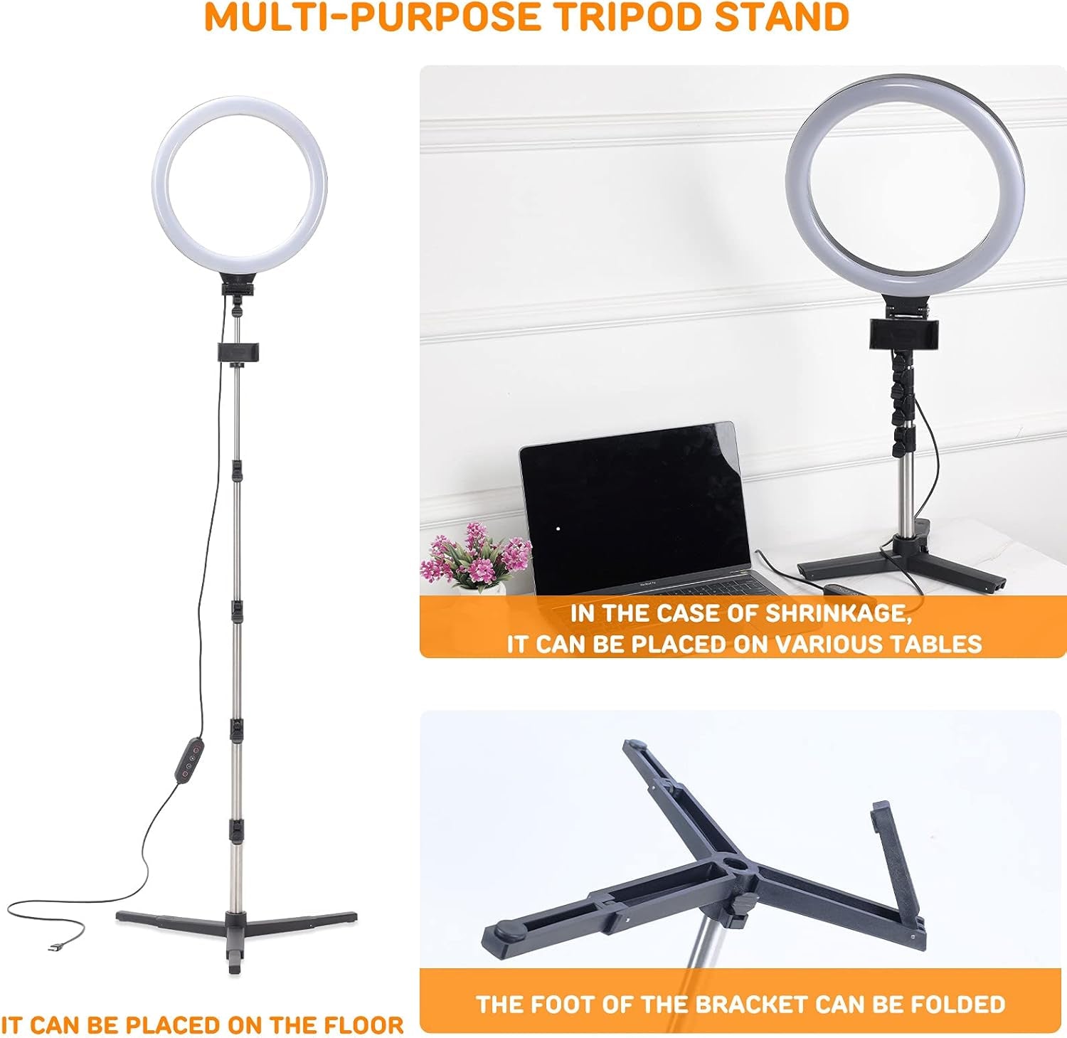 12" Selfie Ring Light Adjustable Tripod Stand 44" & Phone Holder for Live Stream/Makeup, Upgraded Dimmable LED Ringlight for Tiktok/Youtube/Zoom/Photography, Compatible with Iphone & Android