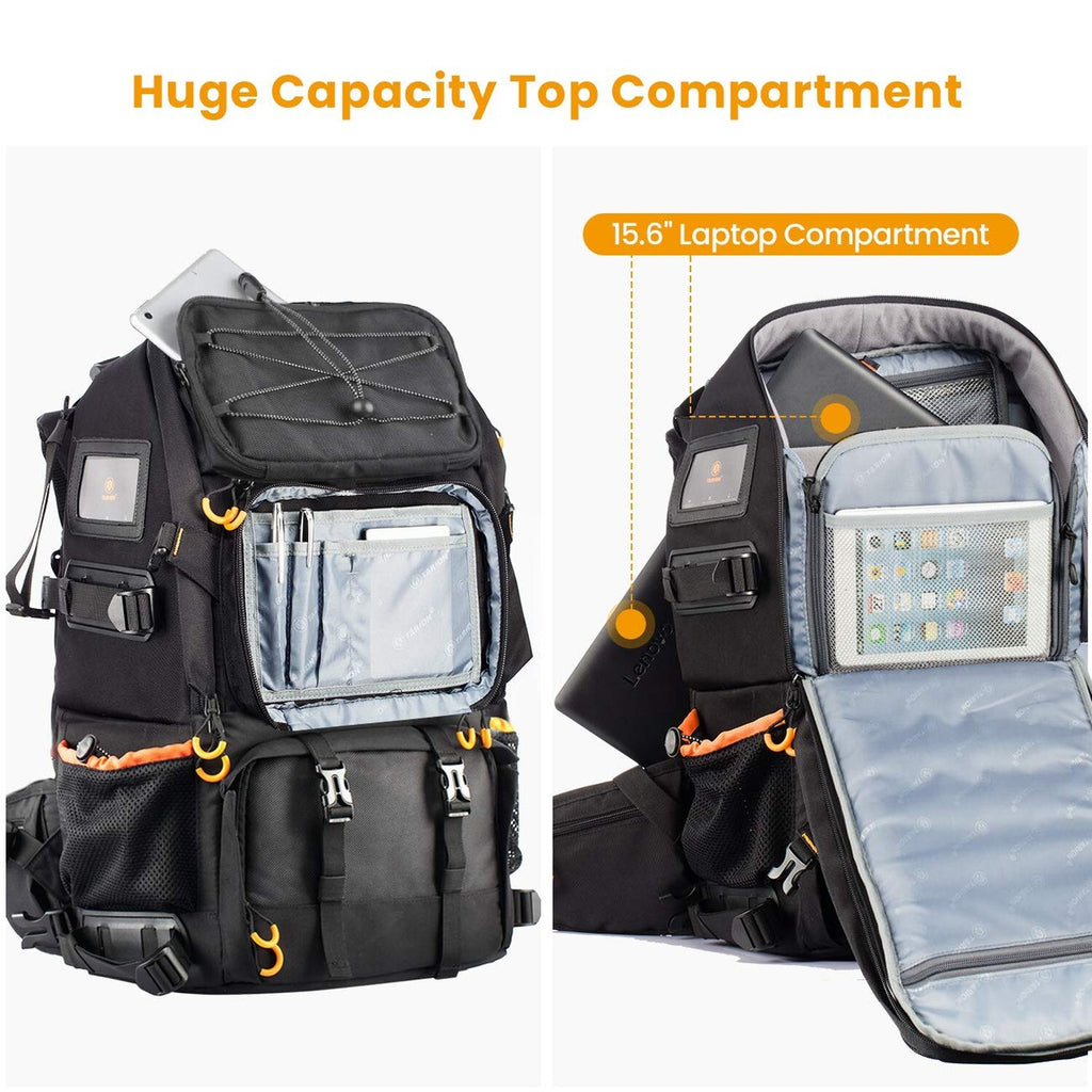 TARION Pro 2 Bags in 1 Camera Backpack Large with 15.6" Laptop Compartment Wa...