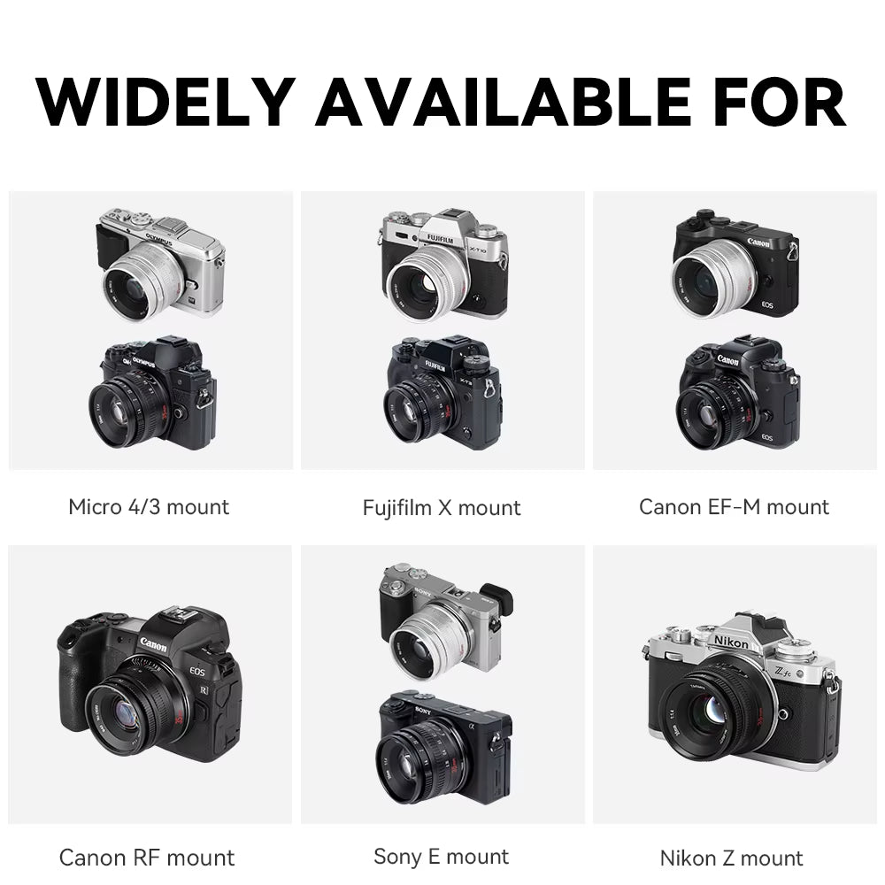 35Mm F1.4 Mark II APS-C Prime Lens for Sony E ZVE10 A6000 FX30 Fujifilm FX X-H2 Micro 4/3 Epm1 Nikon ZFC Canon RF RP